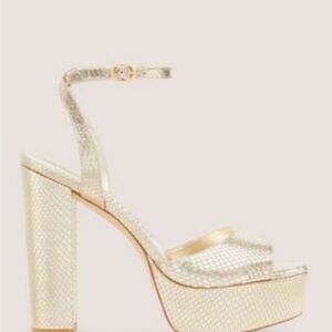 Stuart Weitzman Gold Textured Heels